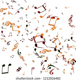 Musical Signs. Modern Background with Notes. Vector Element for Musical Poster, Banner, Advertising, Card. Minimalistic Simple Background.
