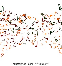 Musical Signs. Modern Background with Notes. Vector Element for Musical Poster, Banner, Advertising, Card. Minimalistic Simple Background.
