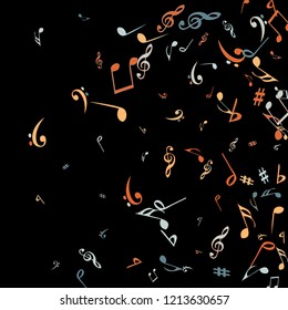 Musical Signs. Modern Background with Notes. Vector Element for Musical Poster, Banner, Advertising, Card. Minimalistic Simple Background.
