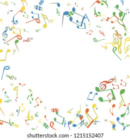 Musical Signs. Modern Background with Notes. Vector Element for Musical Poster, Banner, Advertising, Card. Minimalistic Simple Background.
