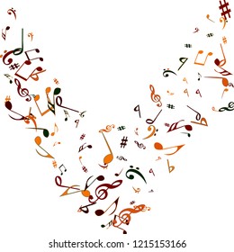 Musical Signs. Modern Background with Notes. Vector Element for Musical Poster, Banner, Advertising, Card. Minimalistic Simple Background.
