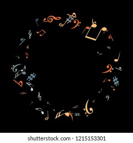 Musical Signs. Modern Background with Notes. Vector Element for Musical Poster, Banner, Advertising, Card. Minimalistic Simple Background.
