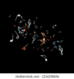 Musical Signs. Modern Background with Notes. Vector Element for Musical Poster, Banner, Advertising, Card. Minimalistic Simple Background.
