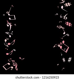 Musical Signs. Modern Background with Notes. Vector Element for Musical Poster, Banner, Advertising, Card. Minimalistic Simple Background.
