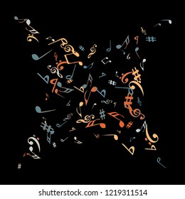 Musical Signs. Modern Background with Notes. Vector Element for Musical Poster, Banner, Advertising, Card. Minimalistic Simple Background.
