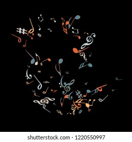 Musical Signs. Modern Background with Notes. Vector Element for Musical Poster, Banner, Advertising, Card. Minimalistic Simple Background.
