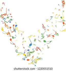 Musical Signs. Modern Background with Notes. Vector Element for Musical Poster, Banner, Advertising, Card. Minimalistic Simple Background.
