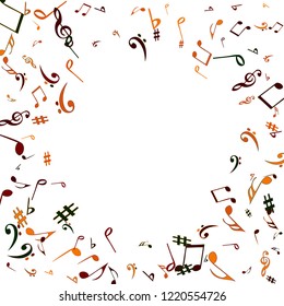 Musical Signs. Modern Background with Notes. Vector Element for Musical Poster, Banner, Advertising, Card. Minimalistic Simple Background.
