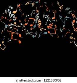 Musical Signs. Modern Background with Notes. Vector Element for Musical Poster, Banner, Advertising, Card. Minimalistic Simple Background.
