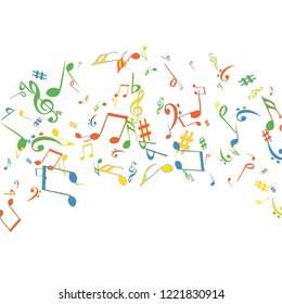 Musical Signs. Modern Background with Notes. Vector Element for Musical Poster, Banner, Advertising, Card. Minimalistic Simple Background.
