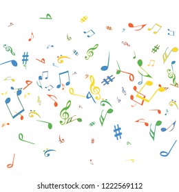 Musical Signs. Modern Background with Notes. Vector Element for Musical Poster, Banner, Advertising, Card. Minimalistic Simple Background.
