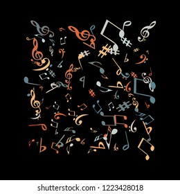 Musical Signs. Modern Background with Notes. Vector Element for Musical Poster, Banner, Advertising, Card. Minimalistic Simple Background.
