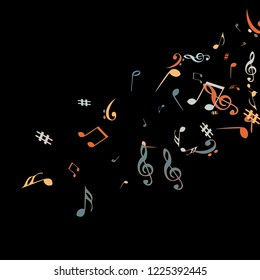 Musical Signs. Modern Background with Notes. Vector Element for Musical Poster, Banner, Advertising, Card. Minimalistic Simple Background.

