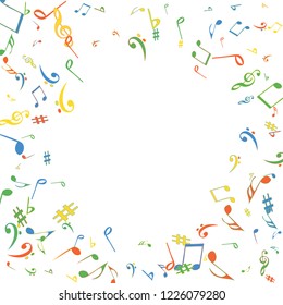 Musical Signs. Modern Background with Notes. Vector Element for Musical Poster, Banner, Advertising, Card. Minimalistic Simple Background.
