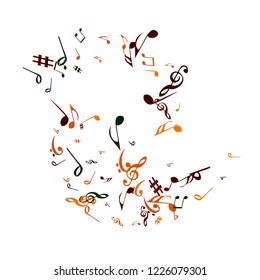 Musical Signs. Modern Background with Notes. Vector Element for Musical Poster, Banner, Advertising, Card. Minimalistic Simple Background.
