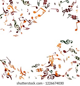 Musical Signs. Modern Background with Notes. Vector Element for Musical Poster, Banner, Advertising, Card. Minimalistic Simple Background.
