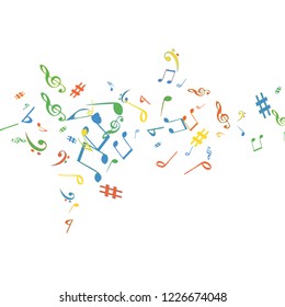 Musical Signs. Modern Background with Notes. Vector Element for Musical Poster, Banner, Advertising, Card. Minimalistic Simple Background.
