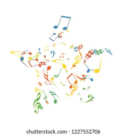 Musical Signs. Modern Background with Notes. Vector Element for Musical Poster, Banner, Advertising, Card. Minimalistic Simple Background.
