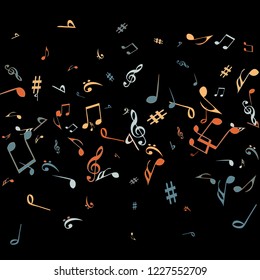 Musical Signs. Modern Background with Notes. Vector Element for Musical Poster, Banner, Advertising, Card. Minimalistic Simple Background.
