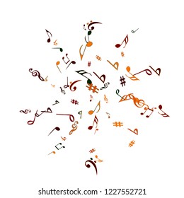 Musical Signs. Modern Background with Notes. Vector Element for Musical Poster, Banner, Advertising, Card. Minimalistic Simple Background.
