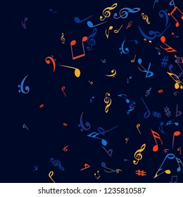 Musical Signs. Modern Background with Notes. Vector Element for Musical Poster, Banner, Advertising, Card. Minimalistic Simple Background.