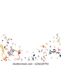 Musical Signs. Modern Background with Notes. Vector Element for Musical Poster, Banner, Advertising, Card. Minimalistic Simple Background.