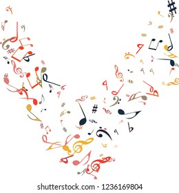 Musical Signs. Modern Background with Notes. Vector Element for Musical Poster, Banner, Advertising, Card. Minimalistic Simple Background.