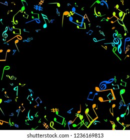 Musical Signs. Modern Background with Notes. Vector Element for Musical Poster, Banner, Advertising, Card. Minimalistic Simple Background.