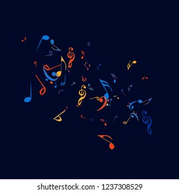 Musical Signs. Modern Background with Notes. Vector Element for Musical Poster, Banner, Advertising, Card. Minimalistic Simple Background.