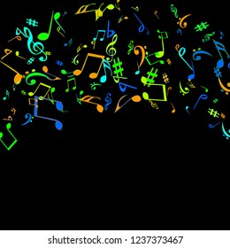 Musical Signs. Modern Background with Notes. Vector Element for Musical Poster, Banner, Advertising, Card. Minimalistic Simple Background.