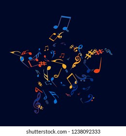 Musical Signs. Modern Background with Notes. Vector Element for Musical Poster, Banner, Advertising, Card. Minimalistic Simple Background.