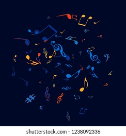 Musical Signs. Modern Background with Notes. Vector Element for Musical Poster, Banner, Advertising, Card. Minimalistic Simple Background.