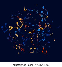 Musical Signs. Modern Background with Notes. Vector Element for Musical Poster, Banner, Advertising, Card. Minimalistic Simple Background.