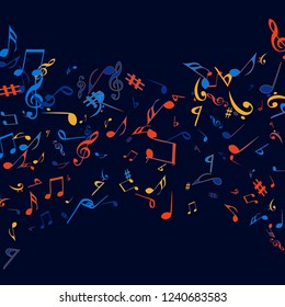 Musical Signs. Modern Background with Notes. Vector Element for Musical Poster, Banner, Advertising, Card. Minimalistic Simple Background.
