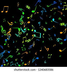 Musical Signs. Modern Background with Notes. Vector Element for Musical Poster, Banner, Advertising, Card. Minimalistic Simple Background.
