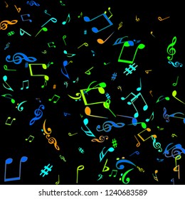 Musical Signs. Modern Background with Notes. Vector Element for Musical Poster, Banner, Advertising, Card. Minimalistic Simple Background.
