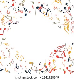 Musical Signs. Modern Background with Notes. Vector Element for Musical Poster, Banner, Advertising, Card. Minimalistic Simple Background.
