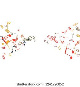 Musical Signs. Modern Background with Notes. Vector Element for Musical Poster, Banner, Advertising, Card. Minimalistic Simple Background.

