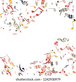 Musical Signs. Modern Background with Notes. Vector Element for Musical Poster, Banner, Advertising, Card. Minimalistic Simple Background.
