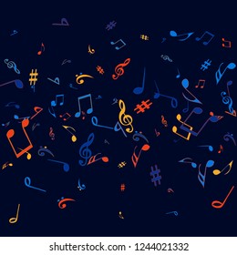 Musical Signs. Modern Background with Notes. Vector Element for Musical Poster, Banner, Advertising, Card. Minimalistic Simple Background.
