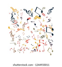 Musical Signs. Modern Background with Notes. Vector Element for Musical Poster, Banner, Advertising, Card. Minimalistic Simple Background.
