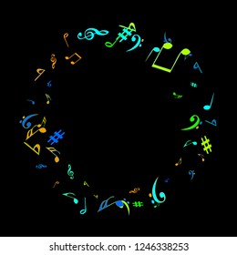 Musical Signs. Modern Background with Notes. Vector Element for Musical Poster, Banner, Advertising, Card. Minimalistic Simple Background.