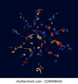 Musical Signs. Modern Background with Notes. Vector Element for Musical Poster, Banner, Advertising, Card. Minimalistic Simple Background.