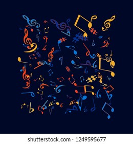 Musical Signs. Modern Background with Notes. Vector Element for Musical Poster, Banner, Advertising, Card. Minimalistic Simple Background.