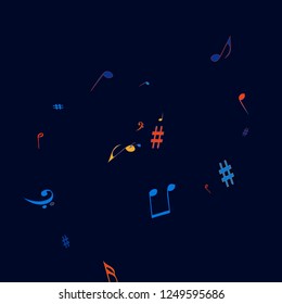 Musical Signs. Modern Background with Notes. Vector Element for Musical Poster, Banner, Advertising, Card. Minimalistic Simple Background.