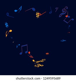 Musical Signs. Modern Background with Notes. Vector Element for Musical Poster, Banner, Advertising, Card. Minimalistic Simple Background.