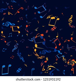 Musical Signs. Modern Background with Notes. Vector Element for Musical Poster, Banner, Advertising, Card. Minimalistic Simple Background.