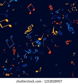 Musical Signs. Modern Background with Notes. Vector Element for Musical Poster, Banner, Advertising, Card. Minimalistic Simple Background.