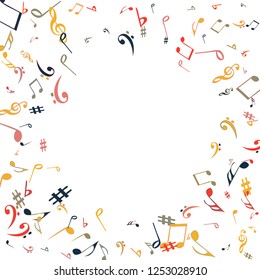 Musical Signs. Modern Background with Notes. Vector Element for Musical Poster, Banner, Advertising, Card. Minimalistic Simple Background.