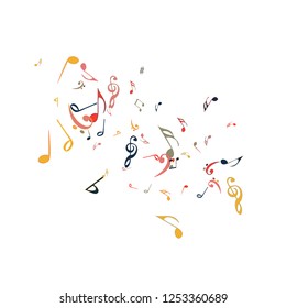 Musical Signs. Modern Background with Notes. Vector Element for Musical Poster, Banner, Advertising, Card. Minimalistic Simple Background.
